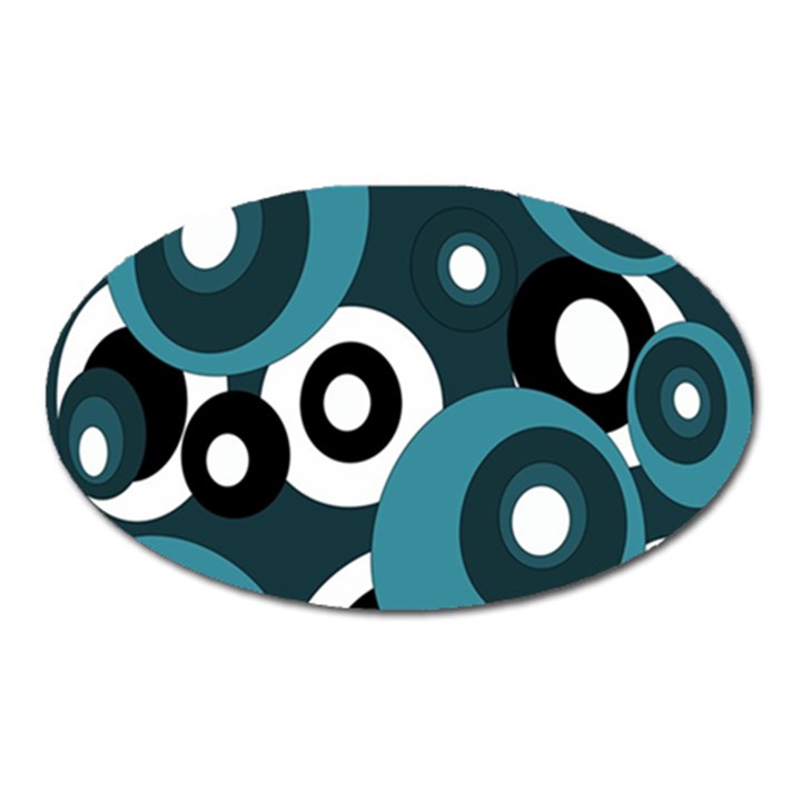 Blue pattern Oval Magnet