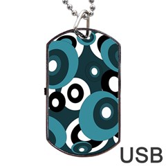 Blue Pattern Dog Tag Usb Flash (one Side) by Valentinaart