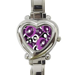 Purple Pattern Heart Italian Charm Watch by Valentinaart