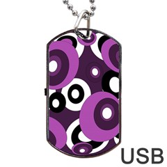 Purple Pattern Dog Tag Usb Flash (two Sides)  by Valentinaart
