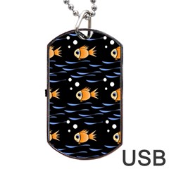 Fish Pattern Dog Tag Usb Flash (one Side) by Valentinaart