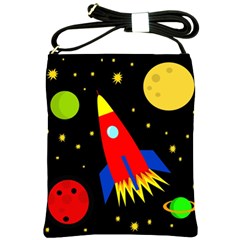 Spaceship Shoulder Sling Bags by Valentinaart