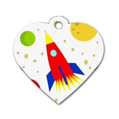 Transparent Spaceship Dog Tag Heart (one Side) by Valentinaart