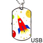 Transparent spaceship Dog Tag USB Flash (One Side) Front