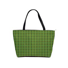 Mod Green Orange Pattern Shoulder Handbags by BrightVibesDesign