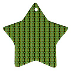 Mod Green Orange Pattern Star Ornament (two Sides)  by BrightVibesDesign