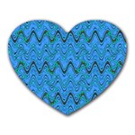 Blue Wavy Squiggles Heart Mousepads Front