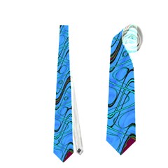 Blue Wavy Squiggles Neckties (one Side) 