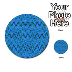 Blue Wavy Squiggles Multi-purpose Cards (round)  by BrightVibesDesign