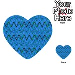 Blue Wavy Squiggles Multi-purpose Cards (Heart)  Front 7