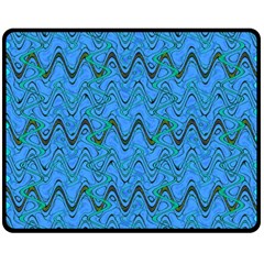 Blue Wavy Squiggles Fleece Blanket (medium) 