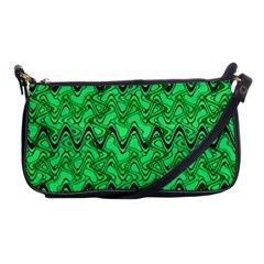 Green Wavy Squiggles Shoulder Clutch Bags by BrightVibesDesign
