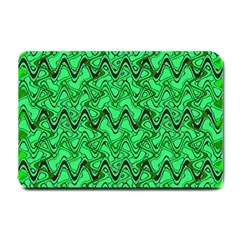 Green Wavy Squiggles Small Doormat  by BrightVibesDesign