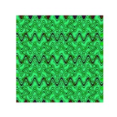 Green Wavy Squiggles Small Satin Scarf (square)  by BrightVibesDesign