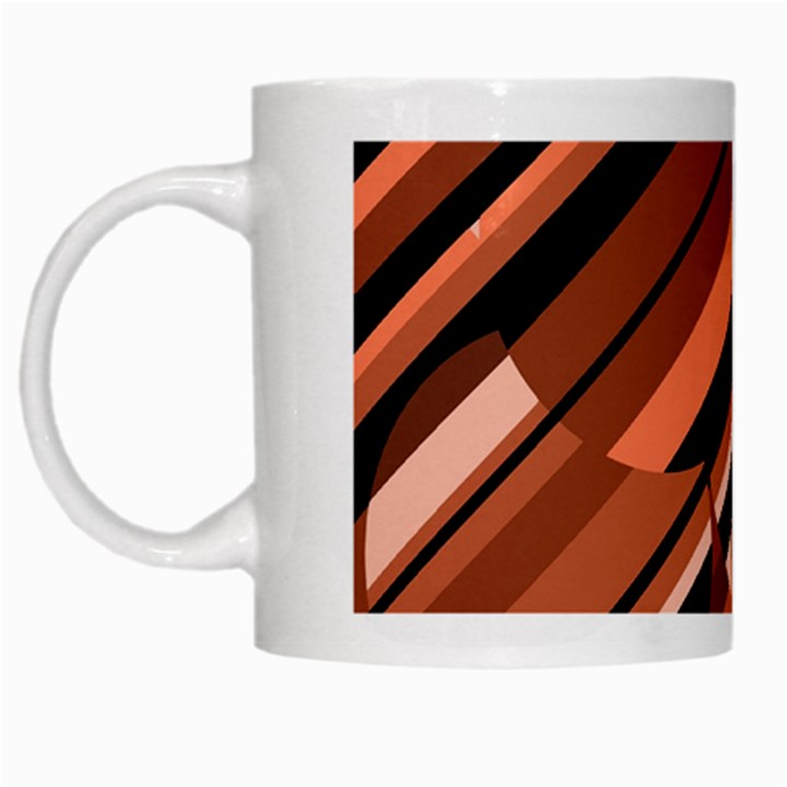 Orange pattern White Mugs