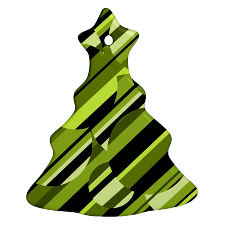 Green pattern Christmas Tree Ornament (2 Sides)