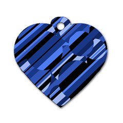 Blue Pattern Dog Tag Heart (one Side) by Valentinaart