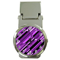 Purple Pattern Money Clip Watches by Valentinaart