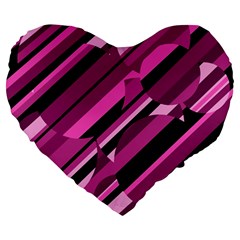 Magenta Pattern Large 19  Premium Flano Heart Shape Cushions by Valentinaart