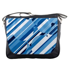 Blue Pattern Messenger Bags by Valentinaart