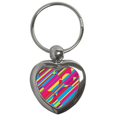 Colorful summer pattern Key Chains (Heart) 