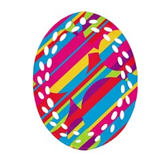 Colorful Summer Pattern Ornament (oval Filigree)  by Valentinaart