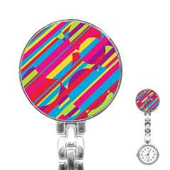 Colorful summer pattern Stainless Steel Nurses Watch