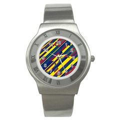 Colorful Pattern Stainless Steel Watch by Valentinaart