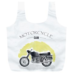 Vintage Watercolor Motorcycle Full Print Recycle Bags (l) 