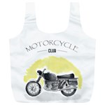 Vintage Watercolor Motorcycle Full Print Recycle Bags (L)  Back