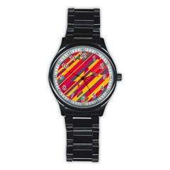 Colorful Hot Pattern Stainless Steel Round Watch by Valentinaart