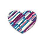 Blue and pink pattern Rubber Coaster (Heart)  Front