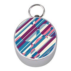 Blue And Pink Pattern Mini Silver Compasses by Valentinaart