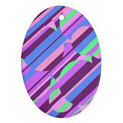 Pink, Purple And Green Pattern Ornament (oval)  by Valentinaart