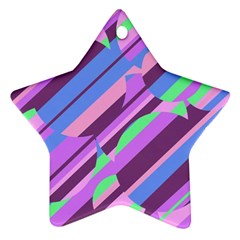 Pink, Purple And Green Pattern Ornament (star)  by Valentinaart