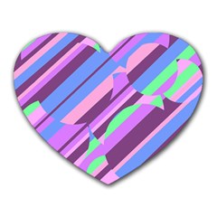 Pink, Purple And Green Pattern Heart Mousepads by Valentinaart