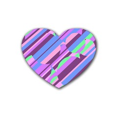 Pink, Purple And Green Pattern Heart Coaster (4 Pack)  by Valentinaart