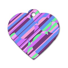 Pink, Purple And Green Pattern Dog Tag Heart (two Sides) by Valentinaart