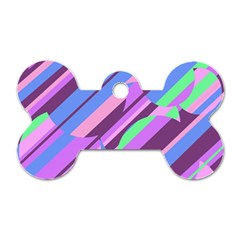 Pink, Purple And Green Pattern Dog Tag Bone (two Sides) by Valentinaart