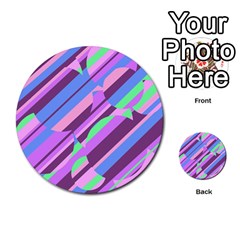 Pink, Purple And Green Pattern Multi-purpose Cards (round) 