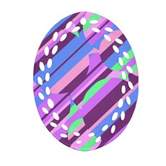 Pink, Purple And Green Pattern Ornament (oval Filigree)  by Valentinaart