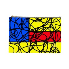 Yellow Abstract Pattern Cosmetic Bag (large)  by Valentinaart