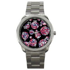 Colorful Decorative Pattern Sport Metal Watch by Valentinaart