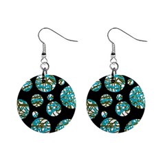 Decorative Blue Abstract Design Mini Button Earrings by Valentinaart