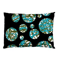 Decorative Blue Abstract Design Pillow Case (two Sides) by Valentinaart