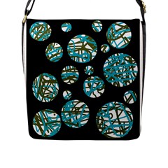 Decorative Blue Abstract Design Flap Messenger Bag (l)  by Valentinaart