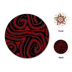 Red And Black Abstraction Playing Cards (round)  by Valentinaart