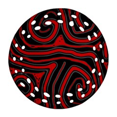 Red And Black Abstraction Round Filigree Ornament (2side) by Valentinaart