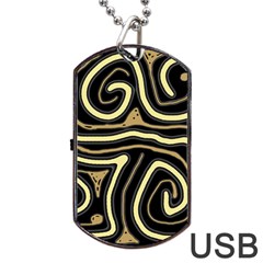 Brown Elegant Abstraction Dog Tag Usb Flash (two Sides)  by Valentinaart