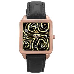 Brown Elegant Abstraction Rose Gold Leather Watch  by Valentinaart